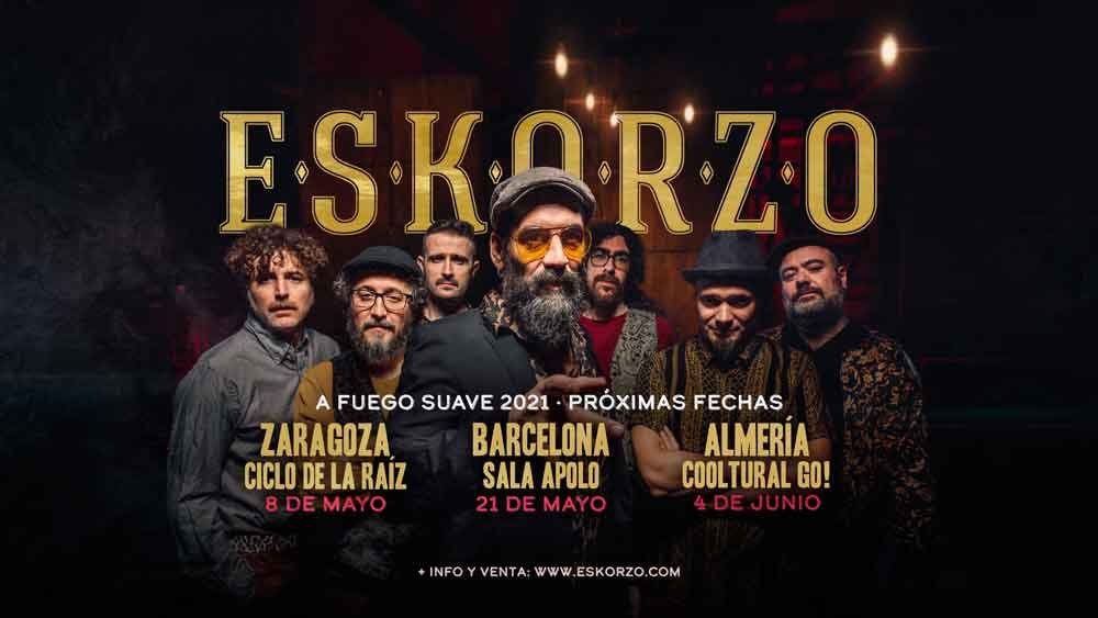 Gira de Eskorzo con los conciertos en Zaragoza, Barcelona y Almería